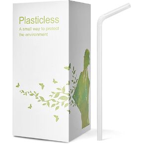 200 Count 100% Plant-Based Compostable Straws - Plasticless Biodegradable Flexible Drinking Straws - A Fantastic Eco Friendly Alternative to Plastic Straws