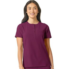 WonderWink Women's Mandarin Collar Tuck-in Scrub Top, Wine, XL