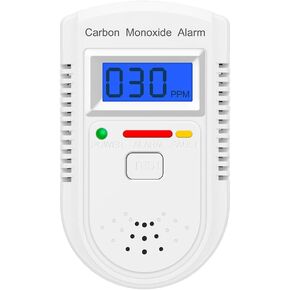 2 Pack Carbon Monoxide Detector Plug in Wall，CO Gas Monitor Alarm Detector with Digital Display Sound & Light Warning for Home/Workplace/Travel