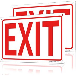 Exit Sign - 2 Pack 10 × 7'' Rust-Free .040 Aluminum Metal Exit Signs for Business Office Door Room Decor Indoor/Outdoor - Waterproof/UV-Protected