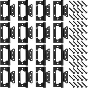 FUNSUEI 16 PCS 4 x 3 Inches Non Mortise Door Hinges, Black Door Hinges, Mobile Home Door Hinges with Screws, Bifold Door Hinges for Window, Furniture, Wooden Boxes, Cupboard