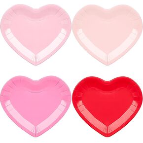 60Pcs Valentine's Day Paper Plates Heart Shaped Disposable Party Plates Gradient Pink Love Valentines Day Party Supplies Tableware Decor for Valentine's Day Anniversary Wedding(9 Inch)