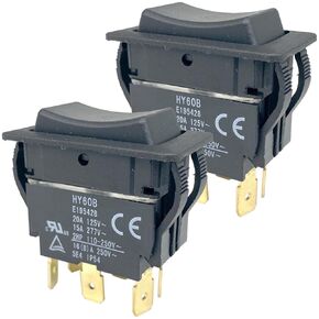 2-Piece Set HY60B Rocker Switch 20A/125V 15A/277V 6-Pin Button Switch Suitable for Replacement Parts of Various Machine Tools/Power Tools/Gardening Tools