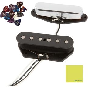 Fender Tex Mex Telecaster Pickups Set Bundle with 12x Fender Guitar Picks and Liquid Audio Instrument Polishing Cloth - Fender Telecaster Single Coil Pickups