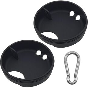 2 Pack Silicone Splashguard Compatible with Nalgene Water Bottle + 1 Pcs Metal Hook, Splashguard Lid Wide Mouth for Nalgene Splash Guard, for All Wide-Necked 53mm Opening Water Bottle Accessories