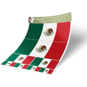 Desert Cactus Mexico Country Flag Sticker Decal Variety Size Pack 8 Total Pieces Kids Logo Scrapbook Car Vinyl Window Bumper Laptop Mexican V