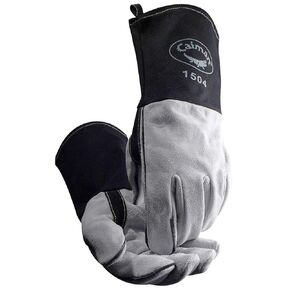 Caiman Premium Split Cowhide MIG/Stick Welding Gloves, Flame Resistant Duck Cuff, Kontour Design, Kevlar Stitching, Gray/Black, Large (1504-1)