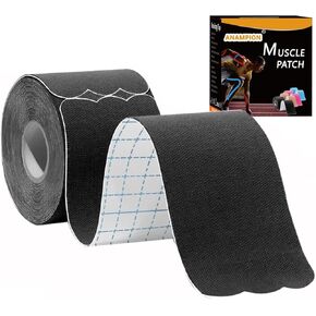 Kinesiology Tape Pro Precut 20 Strips Athletic Sports Waterproof Breathable Latex Free Tape for Ankle Wrists Knee Elastic Running Tennis Swimming Football Sports Activities Tapes (Black)