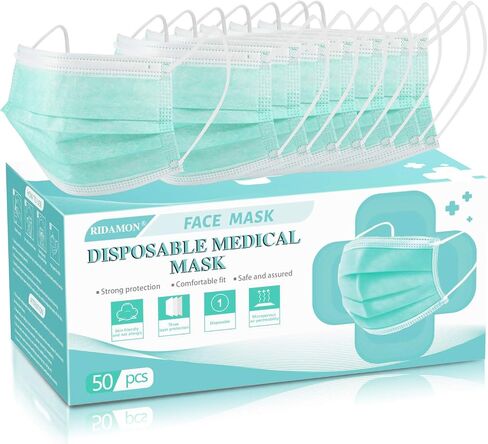 Medical 50 PCS القابل للتصرف في القناع 3 طبقة أقنعة واقية أخضر in Saudi Arabia