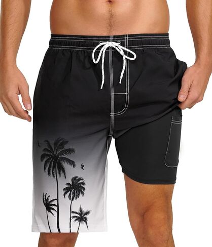 Mens Swim Trunks with Compression Liner 9" Swim Trunks Quick Dry Surfing Beach Shorts Hawaii Sports Shorts in Saudi Arabia