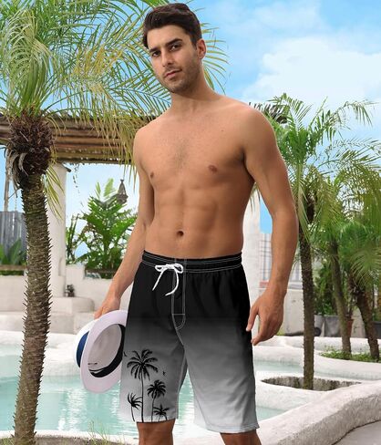 Mens Swim Trunks with Compression Liner 9" Swim Trunks Quick Dry Surfing Beach Shorts Hawaii Sports Shorts in Saudi Arabia