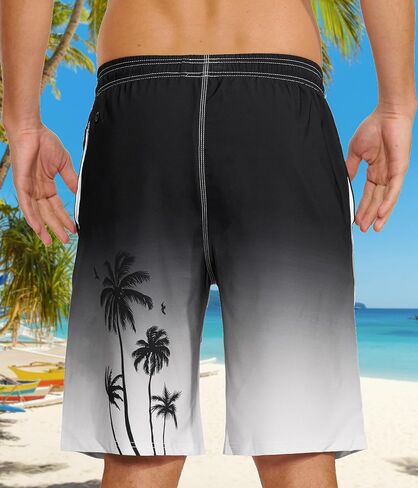 Mens Swim Trunks with Compression Liner 9" Swim Trunks Quick Dry Surfing Beach Shorts Hawaii Sports Shorts in Saudi Arabia
