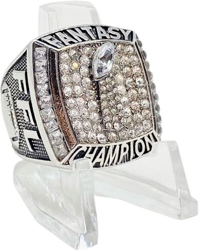 Legacy Rings 2023 Fantasy Football Championship Ring مع موقف عرض واضح | نغمة فضية | حجم 8-14 in Kuwait