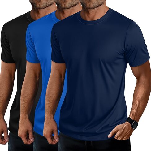 Ficerd 3 Pack Swim Shirts for Men Short Sleeve Quick Dry Shirts Crew Neck Rash Guard UV Athletic Lightweight Basics Tees in Saudi Arabia