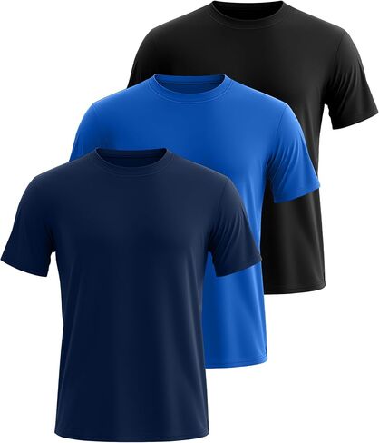Ficerd 3 Pack Swim Shirts for Men Short Sleeve Quick Dry Shirts Crew Neck Rash Guard UV Athletic Lightweight Basics Tees in Saudi Arabia