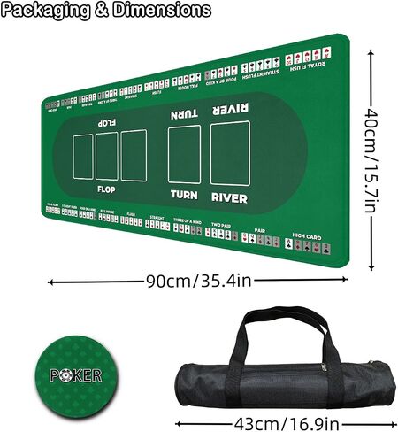 Poker Mat, 8-10 Players Texas Holder Poker Table Top - 70" x 35" Poker Topper for Tables - Poker Game Mat with 8 Coasters in Gift-Ready and Zipper Storage Bag in Saudi Arabia