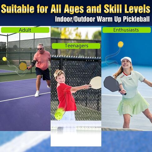 مدرب Pickleball - مدرب المخلل المستمر ، تدريبات المخلل النهائي ، تعزيز وقت رد الفعل وتنسيق عين اليد | هدية مثالية لجميع مستويات المهارة (مجداف غير مدرج) in Kuwait