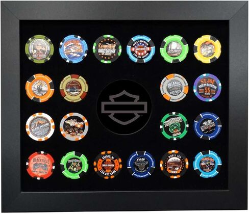Harley-Davidson Bar & Shield Wooden Poker Chip Frame 14 x 13 in - Holds 20 Chips in Saudi Arabia