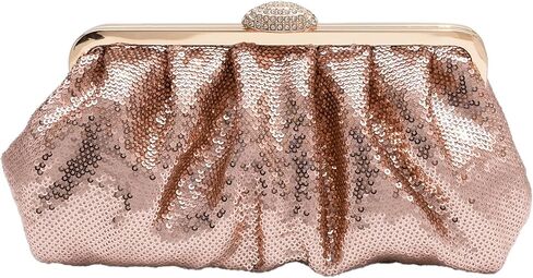 Solid Color Fish Scale Sequins Pleated Clutch Bag Hardware With Rhinestones Shiny Crossbody Purse for Women in Kuwait
