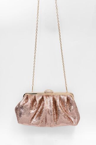 Solid Color Fish Scale Sequins Pleated Clutch Bag Hardware With Rhinestones Shiny Crossbody Purse for Women in Kuwait
