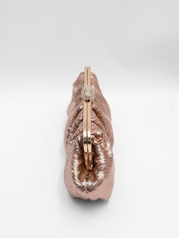 Solid Color Fish Scale Sequins Pleated Clutch Bag Hardware With Rhinestones Shiny Crossbody Purse for Women in Kuwait