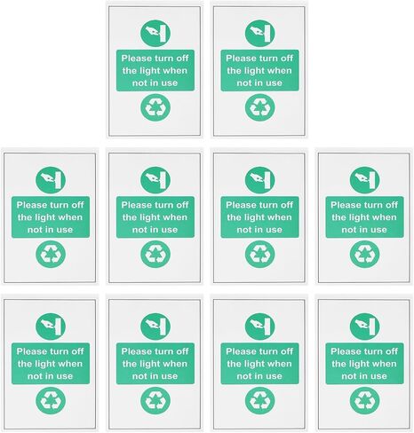 ECSING 10pcs 150mm × 100 مم PVC ملصقات تحذير للادة اللاصقة PVC يرجى إيقاف تشغيل الضوء عندما لا تكون قيد الاستخدام للتحذير والتعليمات in Kuwait