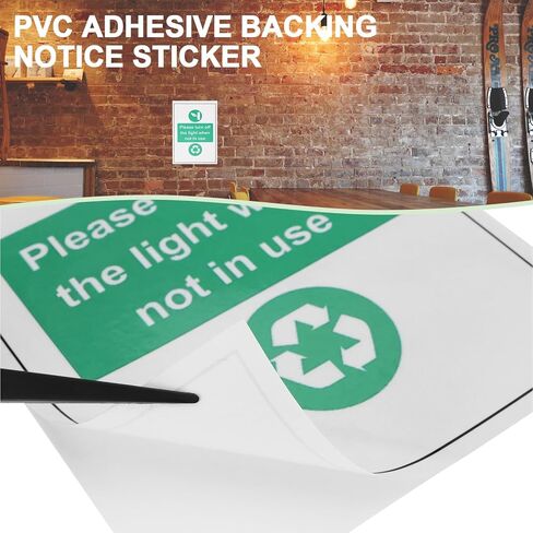 ECSING 10pcs 150mm × 100 مم PVC ملصقات تحذير للادة اللاصقة PVC يرجى إيقاف تشغيل الضوء عندما لا تكون قيد الاستخدام للتحذير والتعليمات in Kuwait