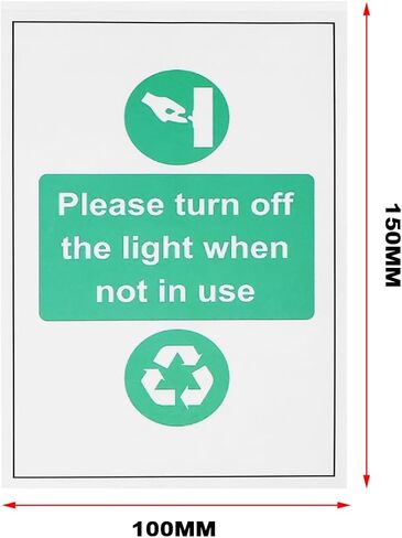 ECSING 10pcs 150mm × 100 مم PVC ملصقات تحذير للادة اللاصقة PVC يرجى إيقاف تشغيل الضوء عندما لا تكون قيد الاستخدام للتحذير والتعليمات in Kuwait