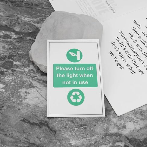 ECSING 10pcs 150mm × 100 مم PVC ملصقات تحذير للادة اللاصقة PVC يرجى إيقاف تشغيل الضوء عندما لا تكون قيد الاستخدام للتحذير والتعليمات in Kuwait