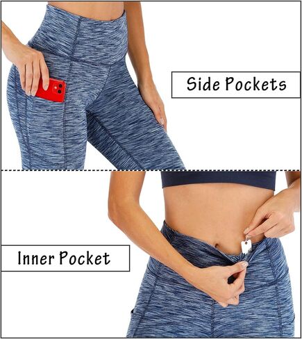 Heathyoga Womens Workout Leggings with 3 Pockets for Women Tummy Contorl High Waist Yoga Pants Women Compression Gym in Saudi Arabia