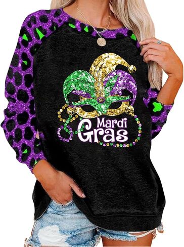 ملابس Mardi Gras للنساء Leopard الربط أزياء Mardi Gras Sweatshirts حفلة طويلة in Saudi Arabia