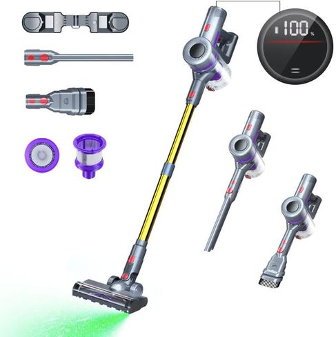 Cordless Vacuum Cleaner, 25Kpa Brushless Vacuum Cleaner, Cordless Vacuum with LED Display Screen, 6 in 1 Stick Vacuum for Pet Hair Carpet Hard Floor in Saudi Arabia