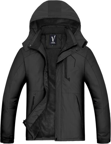 VICALLED Men's Outdoor Mountain Ski Jacket Snow Waterproof Fleece Windproof Skiing Rain Jackets Winter Hooded Coat in Saudi Arabia