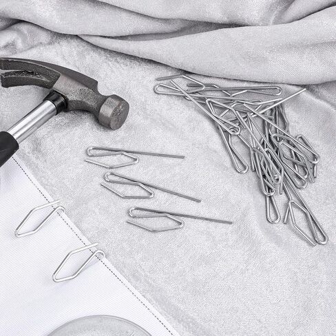 50Pcs Long Curtain Hooks Drapery Hook Pins 2.75 inch Metal Curtain Pleat Hooks Bulk Silver Heavy Duty Stainless Steel Pleated Drapes Pin on Hooks with Clear Box for Window Door Shower Curtain in Saudi Arabia