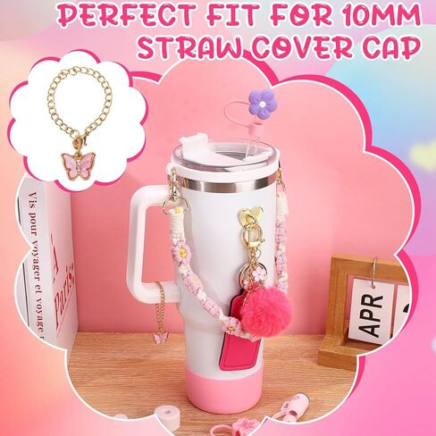 14 PCS Cup Associory for Stany ، بما في ذلك حزام مقبض زجاجة ماء ، سدادة الانسكاب ، حذاء السيليكون ، حامل Chapstick ، ​​سحر للدولة ، غطاء قش سيليكون 3 PCS لـ Stany Cup in Kuwait