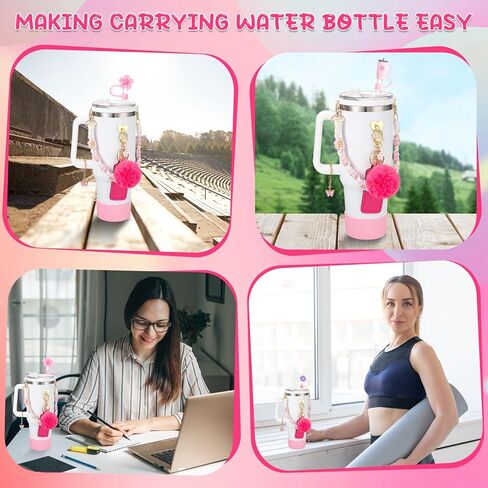 14 PCS Cup Associory for Stany ، بما في ذلك حزام مقبض زجاجة ماء ، سدادة الانسكاب ، حذاء السيليكون ، حامل Chapstick ، ​​سحر للدولة ، غطاء قش سيليكون 3 PCS لـ Stany Cup in Kuwait