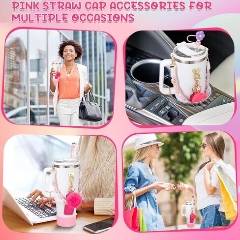 14 PCS Cup Associory for Stany ، بما في ذلك حزام مقبض زجاجة ماء ، سدادة الانسكاب ، حذاء السيليكون ، حامل Chapstick ، ​​سحر للدولة ، غطاء قش سيليكون 3 PCS لـ Stany Cup in Kuwait