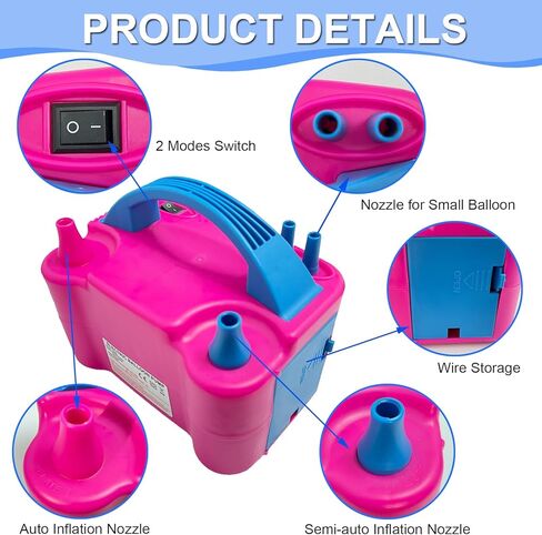 بالون مضخة كهربائية مع 12 ملحقات بالون ، كهربائية محمولة فوهة مزدوجة الفوهة ، تضخيم مضخة البالون للبلاط in Kuwait