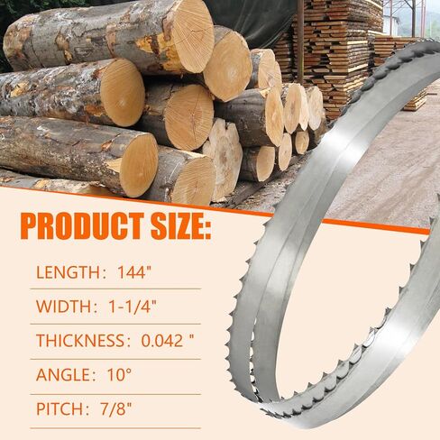 144 "شفرات Sawmill Bandsaw 5 عبوات متوافقة مع الخشب ، شفرات Bandsaw متوافقة مع الغابات ، شحن الميناء ، Norwood ، Frontier ، Timbery ، TMG Industrial Mills ، 10 ° GOWING COWING in Kuwait