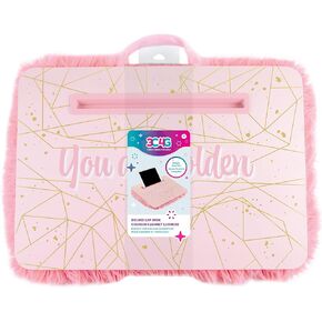 3C4G Celestial Deluxe Fur Lap Desk - Portable Lap Pillow Desk for Kids with Media Slot - 12" x 16.9" Lap Desk for Laptop, Tablets, & Notebooks by Make It Real
