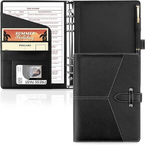 A5 Ring Binder Padfolio Leather Folder with 6 Ring Binder Planner Notebook Cover for Interview, Conference and Presentation, Black in Kuwait