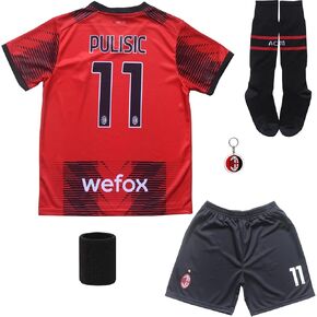 Youth Sportswear Milan Christian Pulisic 11 Kids Home Red Soccer Jersey/Shorts Bag Keychain Football Socks Set