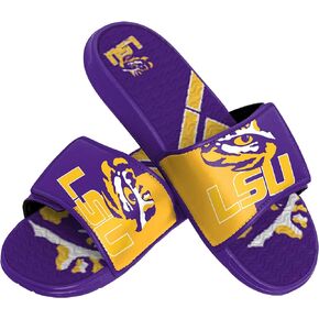 FOCO LSU Tigers NCAA Mens Colorblock Big Logo Gel Slides - XL