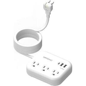 شريط طاقة ذو شقين، محول مخرج WRXDMC ذو شقين إلى 3 شقوق، محول قابس من الولايات المتحدة إلى اليابان، سلك تمديد بطول 5 أقدام، واقي من التيار المتردد 1440J، 3 منافذ تيار متردد و3 USB، مثالي للمنافذ غير المؤرضة in Kuwait