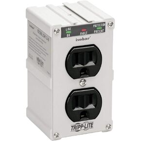 Tripp Lite Isobar 2 Outlet Surge Protector Power Strip, Direct Plug in, Metal, Lifetime Limited Warranty & Dollar 10,000 Insurance (ISOBLOK2-0), White & 3 Outlet Portable Surge Protector Power Strip