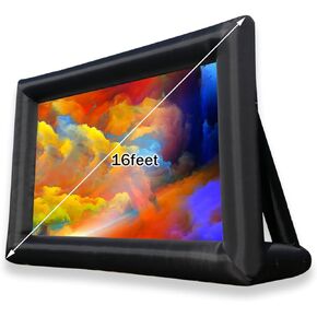 16ft Inflatable Movie Projector Screen, staelea Indoor and Outdoor Projector Screen with Carry Bag for Front and Rear Projection
