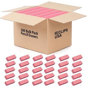 Pink Pencil Erasers - Large, 100 Pack for School & Kids