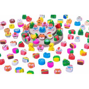 Mini erasers for Kids Bulk, 300+ pcs Food erasers, Pink Heart erasers Animal Eraser for 100th Day of School Pencils Eraser