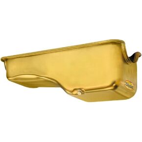 Milodon 30720 Steel, Gold Zinc Plated Stock Replacement Oil Pan for Small Block Ford