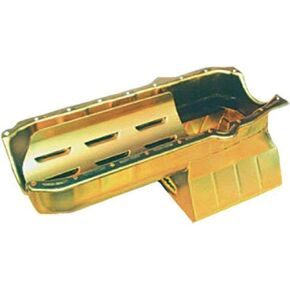 Milodon 30908 Steel, Gold Zinc Plated Stroker Street and Strip Oil Pan for Small Block Chevy